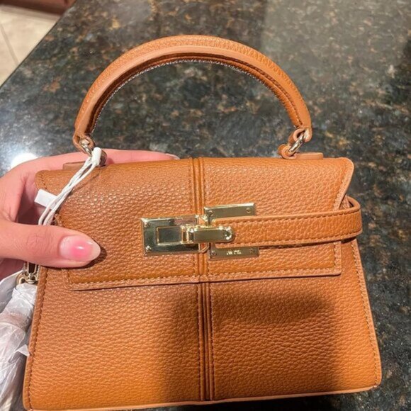 🆕Jw Pei Women Brown Vegan Leather Imported Elegant Sustainable Top Handle Bag - Picture 6 of 6